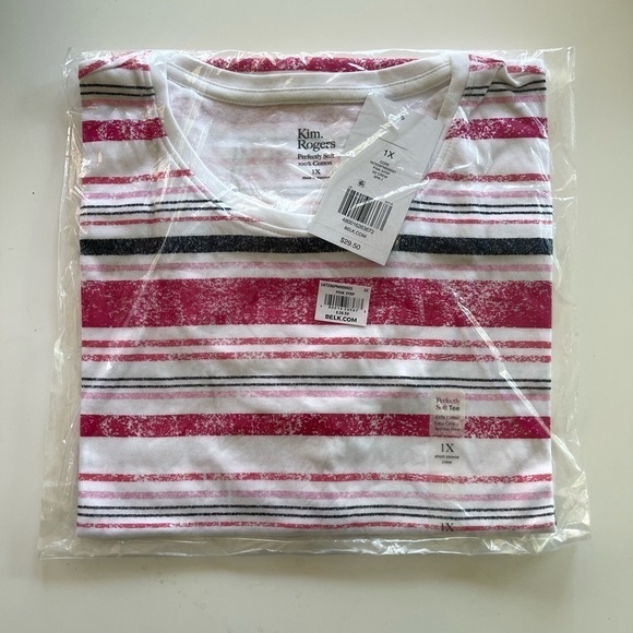 Kim Rogers Short Sleeve Printed Crew Neck Cotton Tee - 1X - Picture 4 of 5